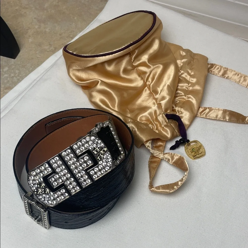 NEW Black Belt with Crystal Embellished Buckle